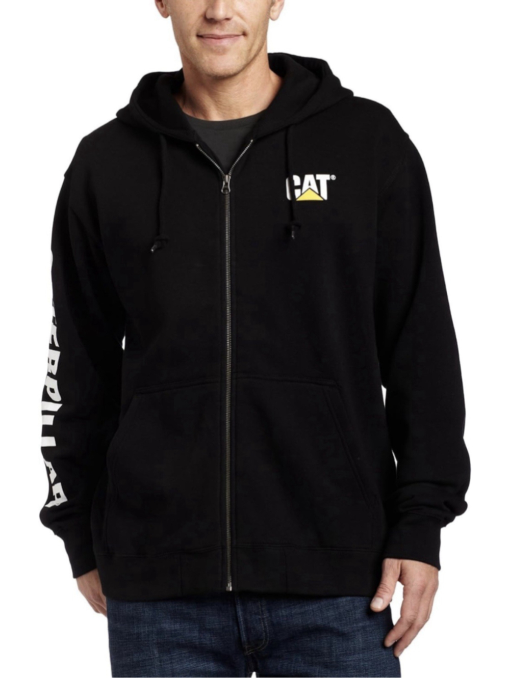 NWT CAT Caterpillar Heavy Equipment Men’s Full Zip Hooded Sweatshirt Size L